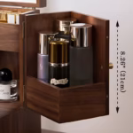 Luxury Solid Walnut Makeup Organizer Box, Extra Large Wood Cosmetic Jewelry Storage Box with Drawer, Beauty Tools, Women Organizer for Her - Image 3