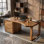 Modern Wood Desk with Drawers, Curved Writing Desk, Minimalist Home Office Table, Wooden Workstation, Designer Desk - Image 3