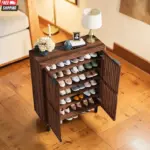 6 Tier Wooden Shoe Cabinet Adjustable Shelves - Image 2